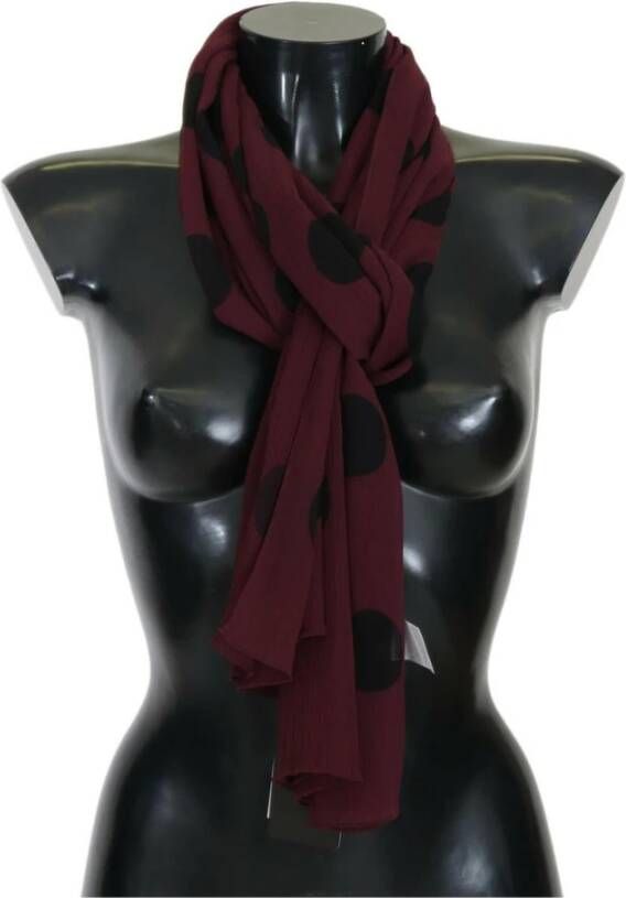 Dolce & Gabbana Polka Dot Sjaal Wrap Bordeaux met Zwarte Stippen Rood Dames