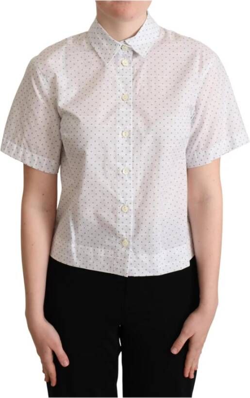 Dolce & Gabbana Polka Dots Collar Blouse Shirt Wit Dames