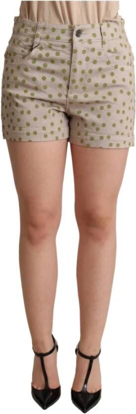 Dolce & Gabbana Polka dots denim stretch shorts Beige Dames