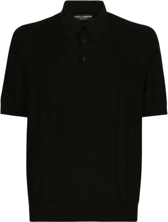 Dolce & Gabbana Geweven Logo Gebreide Polo Black Heren