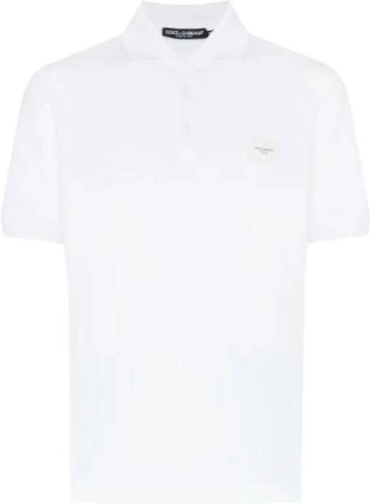 Dolce & Gabbana Metalen Logo Polo Shirt White Heren