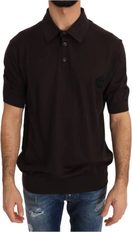 Dolce & Gabbana Brown Polo Short Sleeve T-shirt Bruin Heren