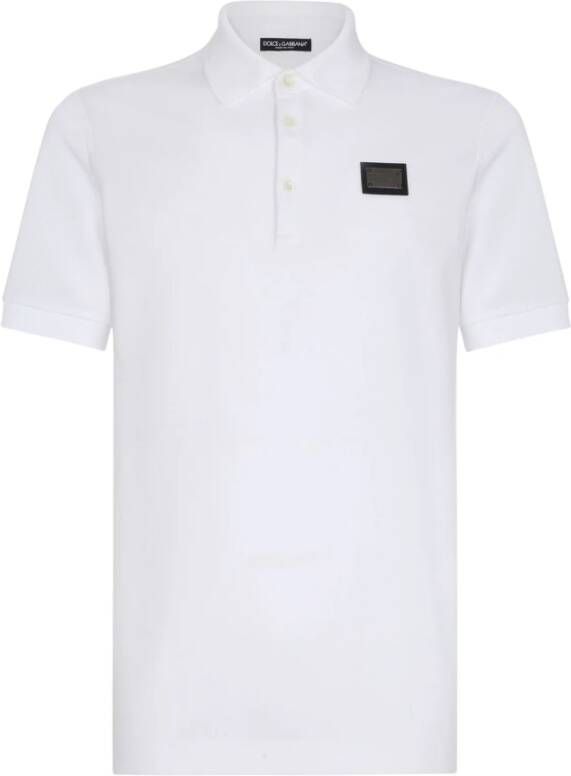 Dolce & Gabbana Logo Piqué Cotton Polo Shirt White Heren
