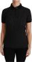 Dolce & Gabbana Black Dotted Collared Polo Shirt Cotton Top Zwart Dames - Thumbnail 1