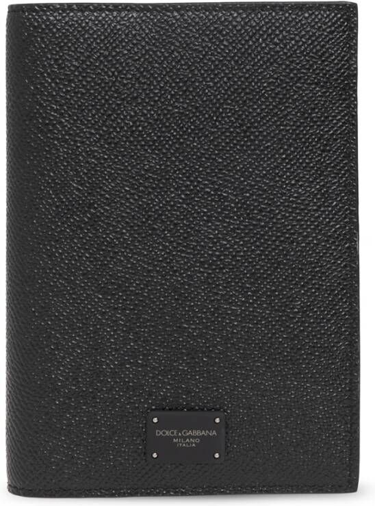 Dolce & Gabbana Logo Portemonnee Hoogwaardig Leer Zwart Kaartsleuven Interieurvakken Black Heren