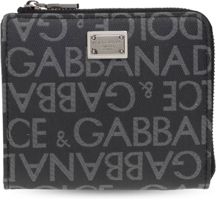 Dolce & Gabbana Grijze Kaarthouder met Ritssluiting Black Heren