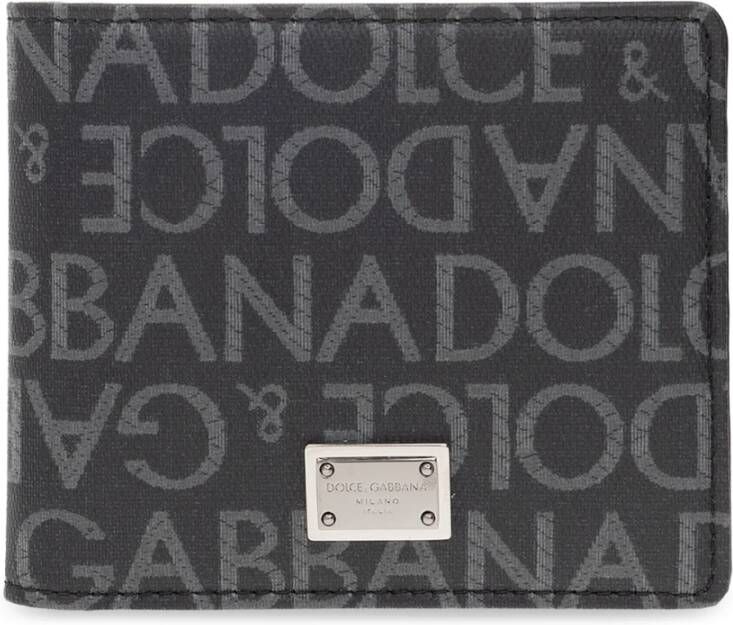 Dolce & Gabbana Logoed Jacquard Portemonnee Zwart Grijs Gemaakt in Italië Black Heren - Foto 3
