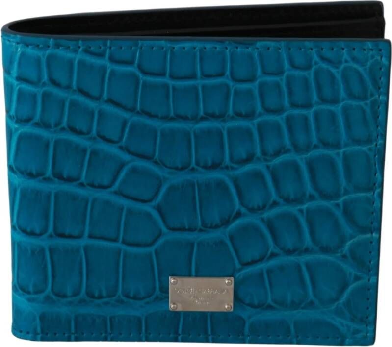 Dolce & Gabbana Blauwe Alligator Patroon Leren Bifold Portemonnee Blue Heren