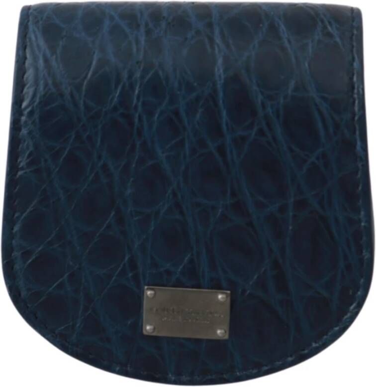 Dolce & Gabbana Blauwe exotische huid zakportemonnee met condoomhoesje Blue Heren