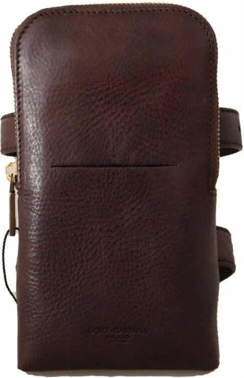 Dolce & Gabbana Leren Multi Kit met Riemband en Logo Details Brown Heren