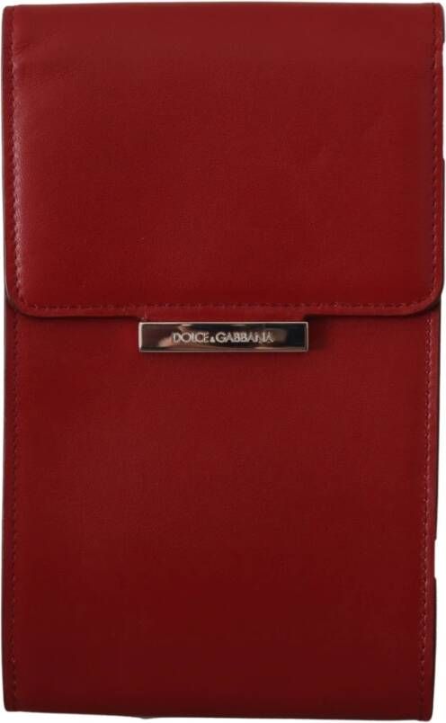 Dolce & Gabbana Red Leather Wallet Keyring Pouch Slot Pocket Wallet Red Unisex