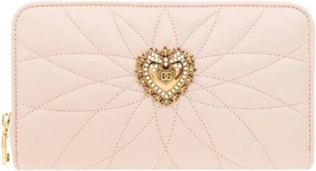 Dolce & Gabbana Quilted Devotion Zip-Around Wallet Pink Dames