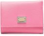 Dolce & Gabbana Franse Flap Portemonnee in Dauphine-Bedrukt Kalfsleer Pink Dames - Thumbnail 1