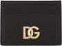 Dolce & Gabbana Stijlvolle Leren Kaarthouder met DG Metalen Plaat Black Dames - Thumbnail 1