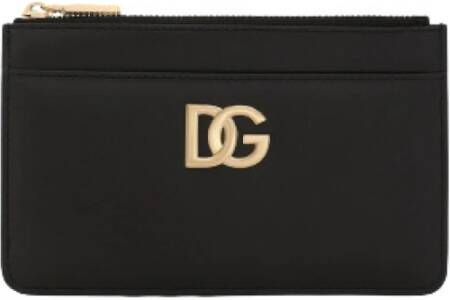 Dolce & Gabbana Stijlvolle Leren Kaarthouder Black Dames