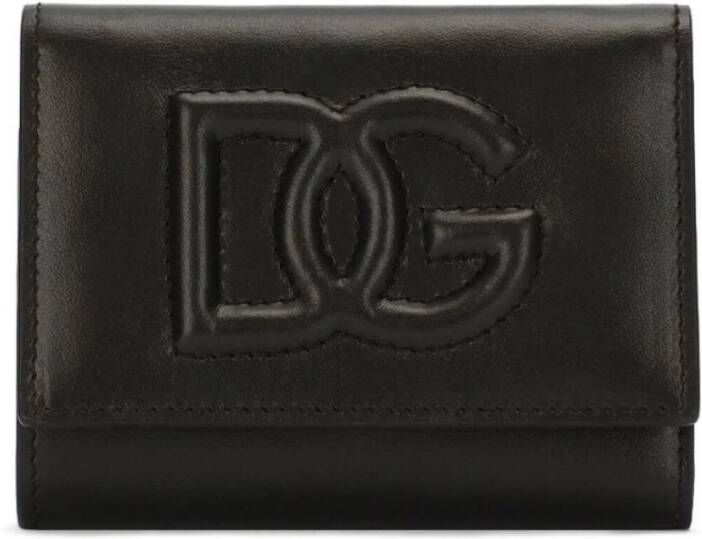 Dolce & Gabbana Stijlvolle Leren Portemonnee Kaarthouder Black Dames