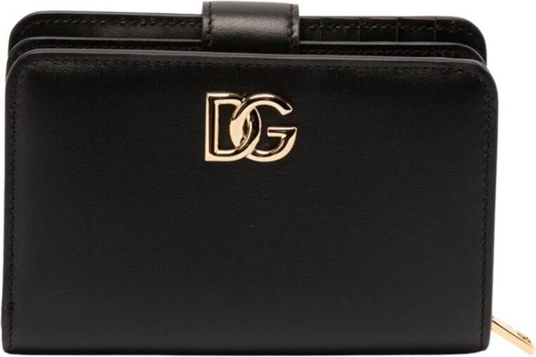 Dolce & Gabbana Elegant Leren Portemonnee Kaarthouder Black Dames