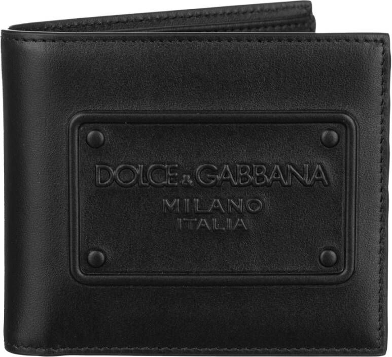 Dolce & Gabbana Zwarte leren portemonnee met kaartvakken Black Heren