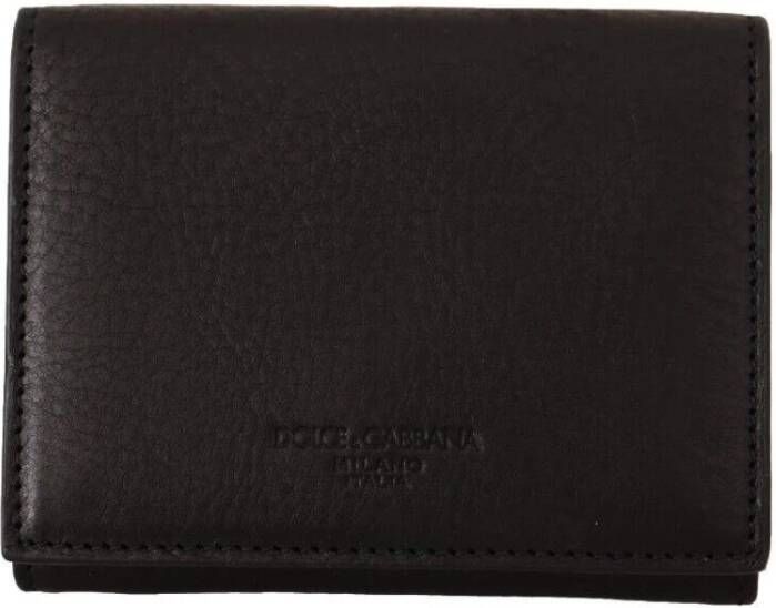 Dolce & Gabbana Zwarte Leren Trifold Portemonnee met Riem Black Heren
