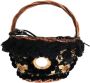 Dolce & Gabbana Prachtige Beige Straw Snakeskin Pom Crystal Agnese Tas Meerkleurig Dames - Thumbnail 1