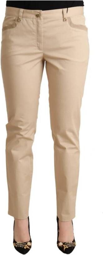 Dolce & Gabbana Pre-owned Beige Cotton Stretch Skinny Trouser Pants Beige Dames
