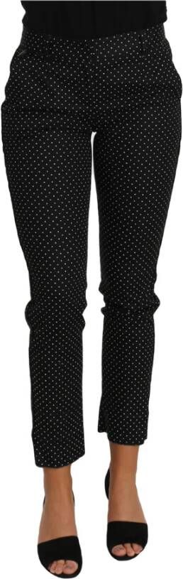 Dolce & Gabbana Pre-owned Black Dress Polka Dot Cropped Straight Pants Zwart Dames
