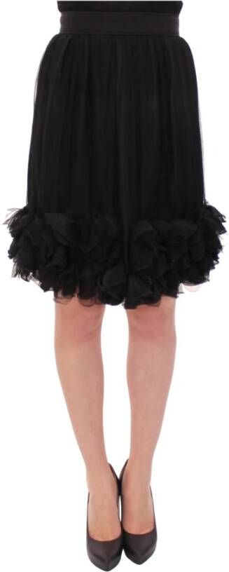Dolce & Gabbana Pre-owned Black Silk Transparent Above Knees Skirt Zwart Dames