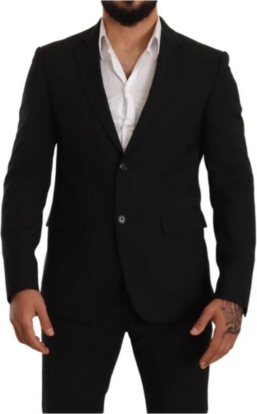 Dolce & Gabbana Pre-owned Black Striped Slim Fit 2 Piece Set Suit Zwart Heren