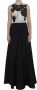 Dolce & Gabbana Pre-owned Black White Floral Silk Sheath Gown Dress Zwart Dames - Thumbnail 1