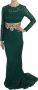 Dolce & Gabbana Pre-owned Crystal Gold Belt Lace Sheath Gown Dress Groen Dames - Thumbnail 1