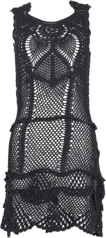Dolce & Gabbana Pre-owned Dolce and Gabbana Crochet Mini Dress in Black Cotton Zwart Dames