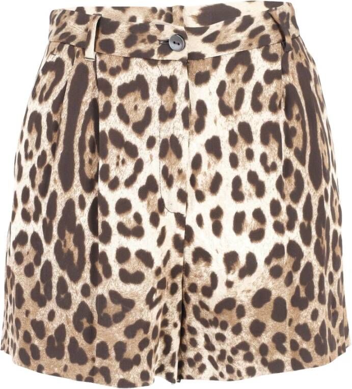Dolce & Gabbana Pre-owned Dolce and Gabbana Leopard Print Shorts in Multicolor Viscose Wit Dames