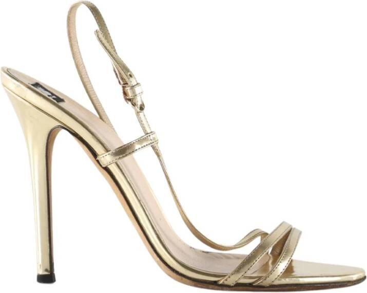 Dolce & Gabbana Pre-owned Dolce and Gabbana Metallic Gold Leather Strappy Sandals Geel Dames