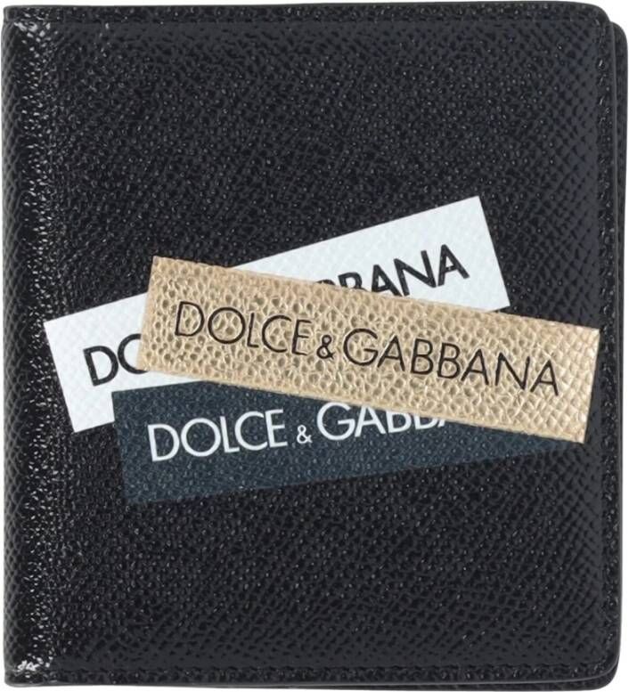 Dolce & Gabbana Pre-owned Dolce Gabbana Logo Bi-Fold Wallet in Black Leather Zwart Dames