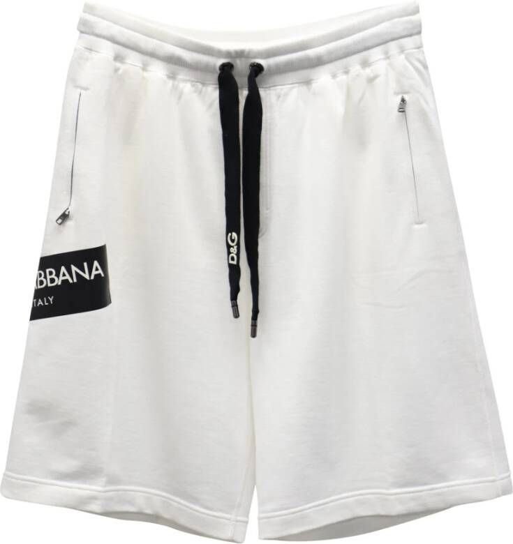 Dolce & Gabbana Pre-owned Dolce Gabbana Logo Sweat Shorts in White Cotton Wit Heren