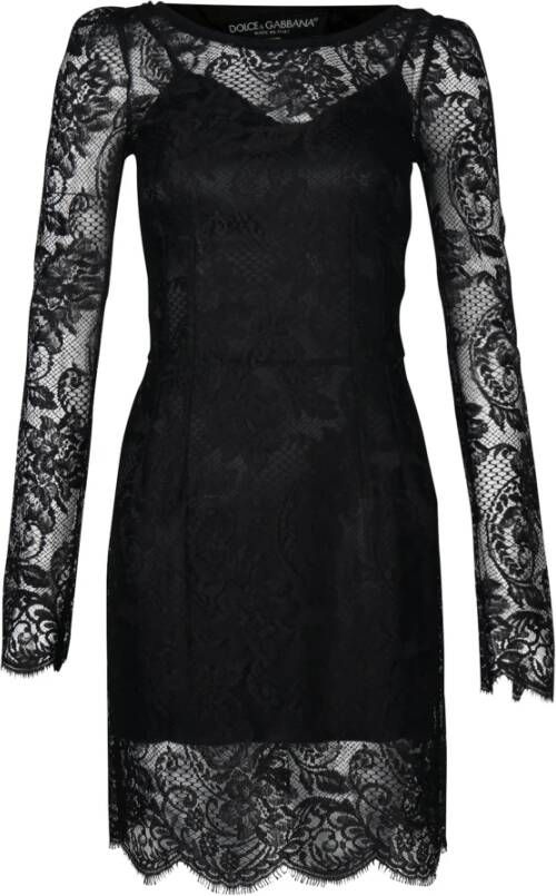 Dolce & Gabbana Pre-owned Dolce Gabbana Mini Sheath Dress in Black Lace Cotton Zwart Dames