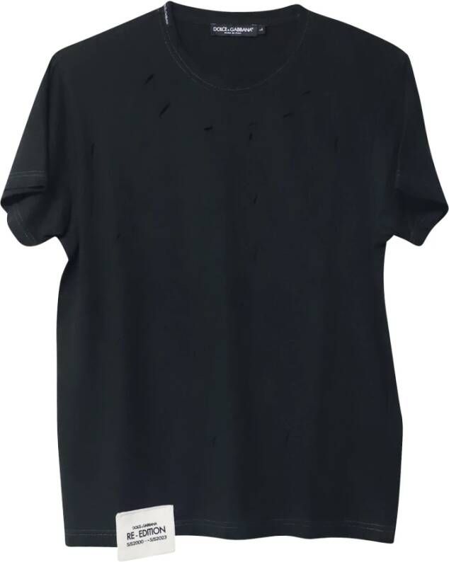 Dolce & Gabbana Pre-owned Dolce Gabbana Re Edition Short Sleeved Distressed T-shirt in Black Cotton Zwart Heren