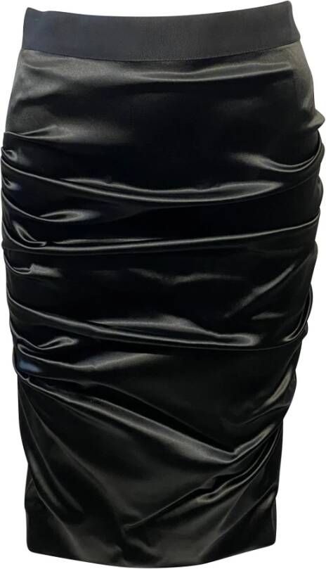 Dolce & Gabbana Pre-owned Dolce Gabbana Ruched Pencil Skirt in Black Acetate Zwart Dames
