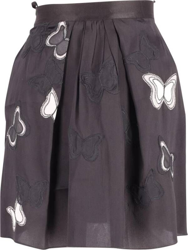 Dolce & Gabbana Pre-owned Dolce Gabbana Skirt with Butterfly Applique in Black Silk Zwart Dames