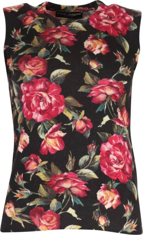 Dolce & Gabbana Pre-owned Dolce Gabbana Sleeveless Top in Floral Print Cashmere Rood Dames