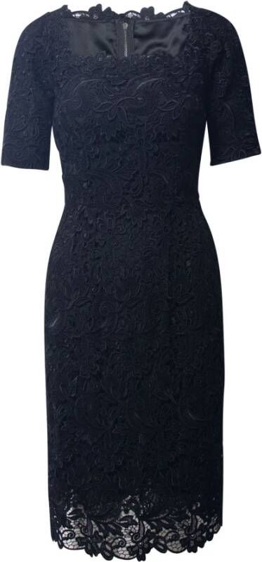 Dolce & Gabbana Pre-owned Dolce Gabbana Square Neck Lace Dress in Black Viscose Zwart Dames