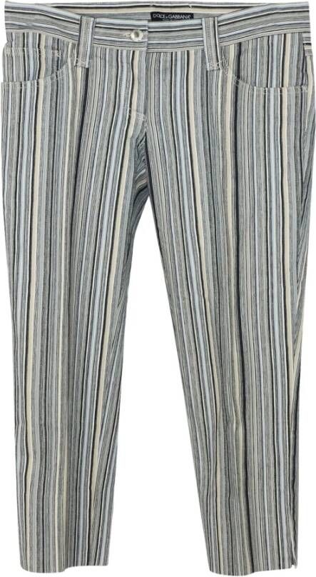 Dolce & Gabbana Pre-owned Dolce Gabbana Striped Pants In Multicolored Cotton Blauw Dames