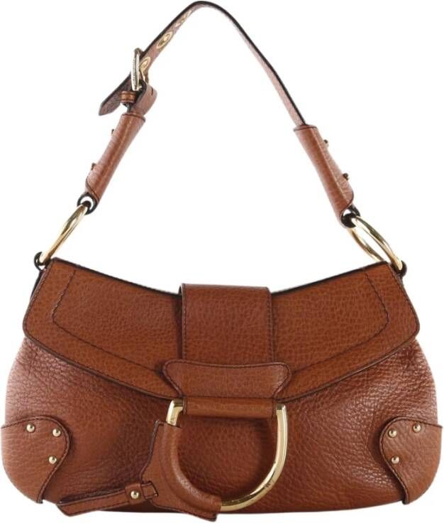 Dolce & Gabbana Pre-owned Dolce Gabbana Tan Leather D-Ring Hobo Bag Bruin Dames