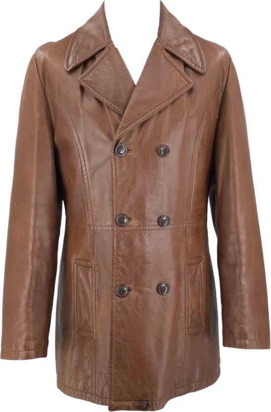 Dolce & Gabbana Pre-owned Dolce Gabbana vintage leather jacket in brown Bruin Heren