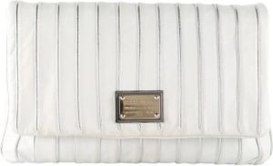 Dolce & Gabbana Pre-owned Dolce Gabbana White And Silver Leather Miss Lexington Clutch Wit Dames
