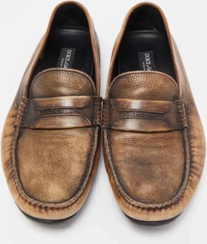 Dolce & Gabbana Pre-owned Leather flats Bruin Dames