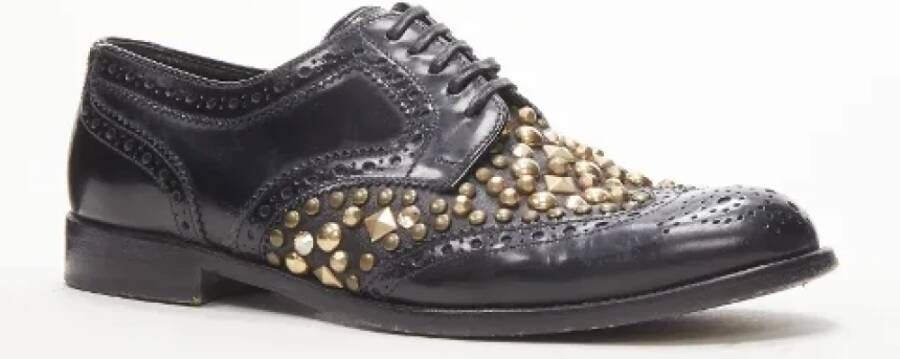 Dolce & Gabbana Pre-owned Leather flats Zwart Dames