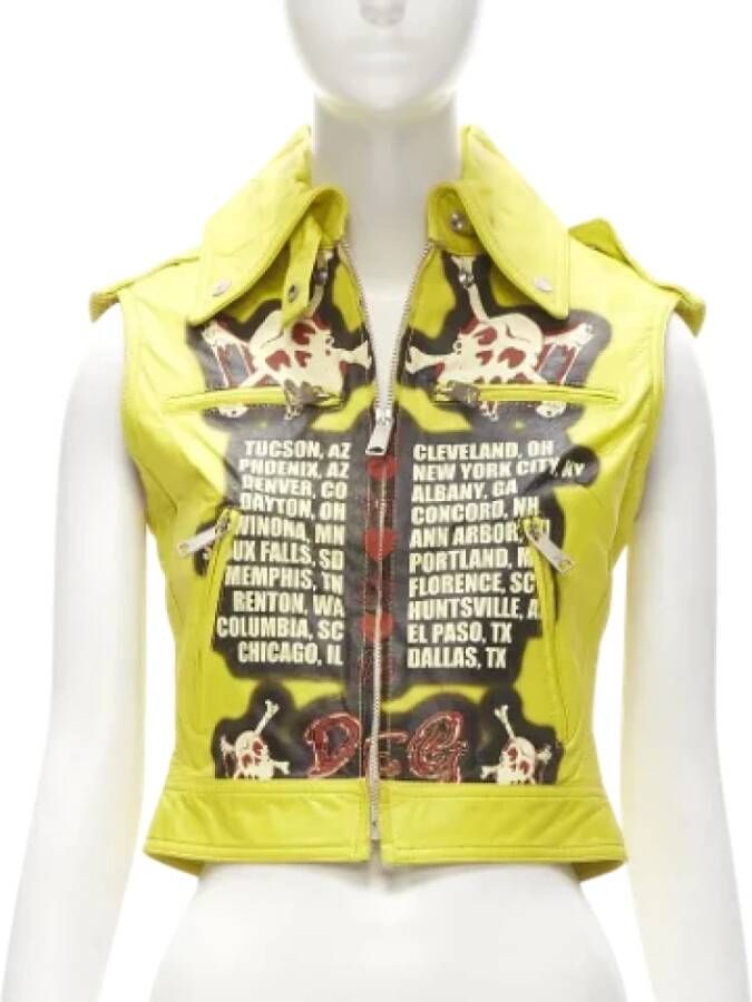 Dolce & Gabbana Pre-owned Leather outerwear Yellow Dames