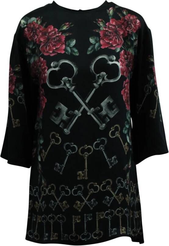 Dolce & Gabbana Pre-owned Mini -jurk met sleutels; Bloemenprint Zwart Dames