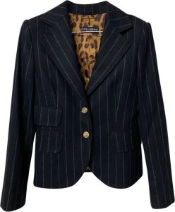 Dolce & Gabbana Pre-owned Pinstripe Blazer in Wool Blauw Dames